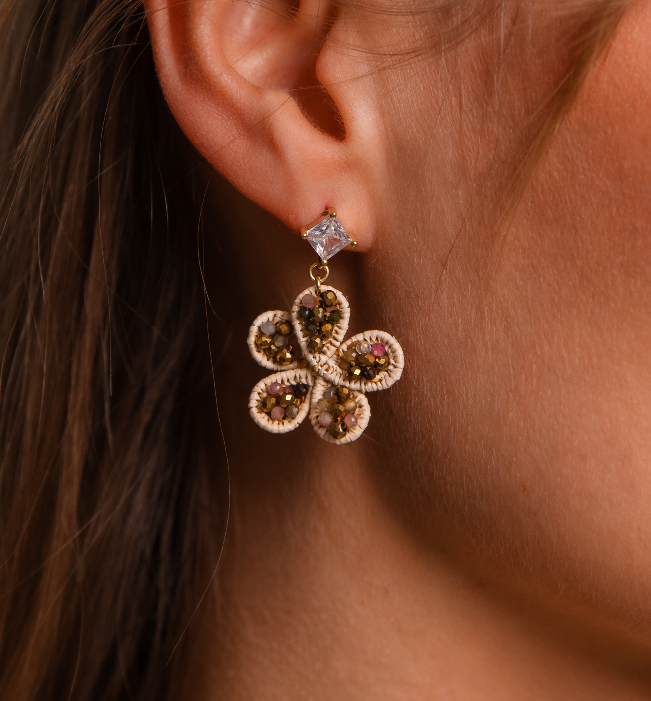 Kolczyki kwiatki z turmalinami KSC0161 - By Dziubeka