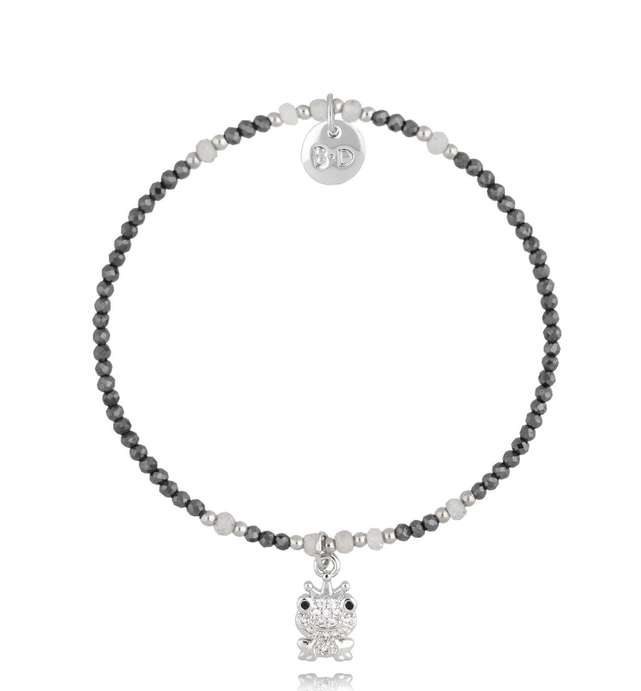 Bransoletka srebrna z labradorytami żabką Cimarron - By Dziubeka