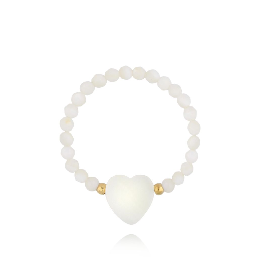 Pierścionek biały z sercem Bunny and Co PTW0397