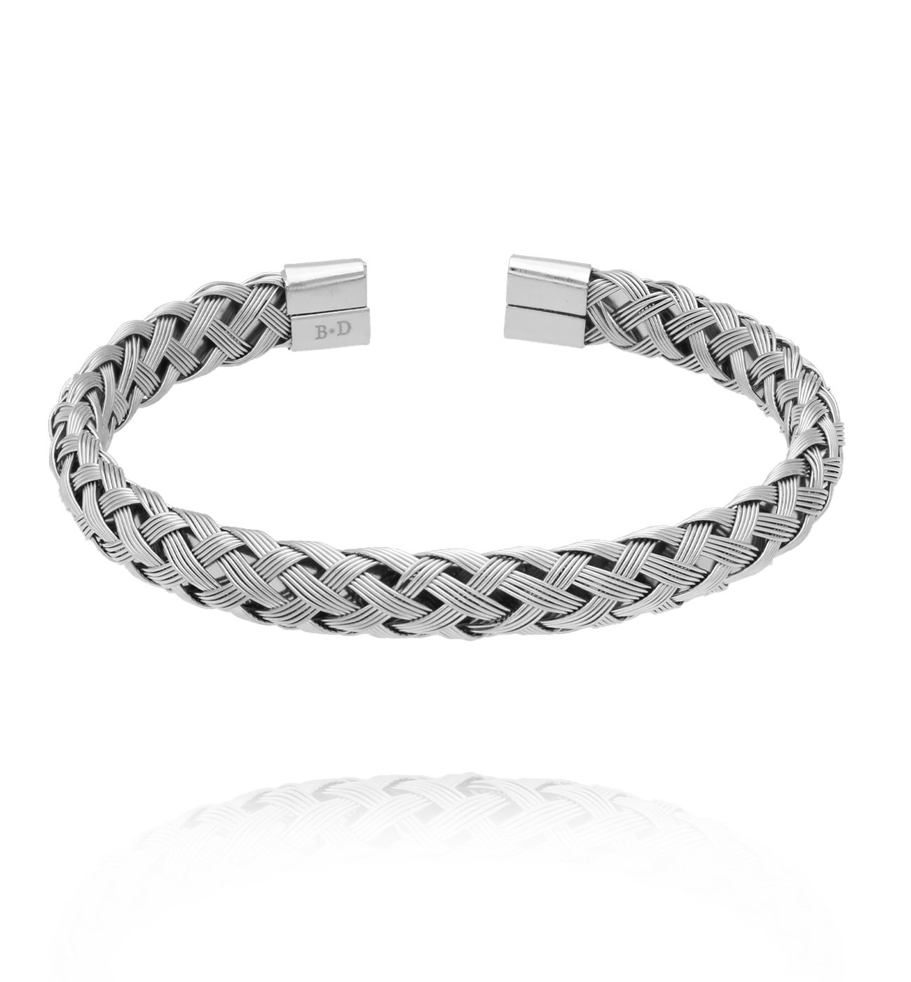 Bransoletka obręcz srebrna z plecionki BSY0443 - By Dziubeka