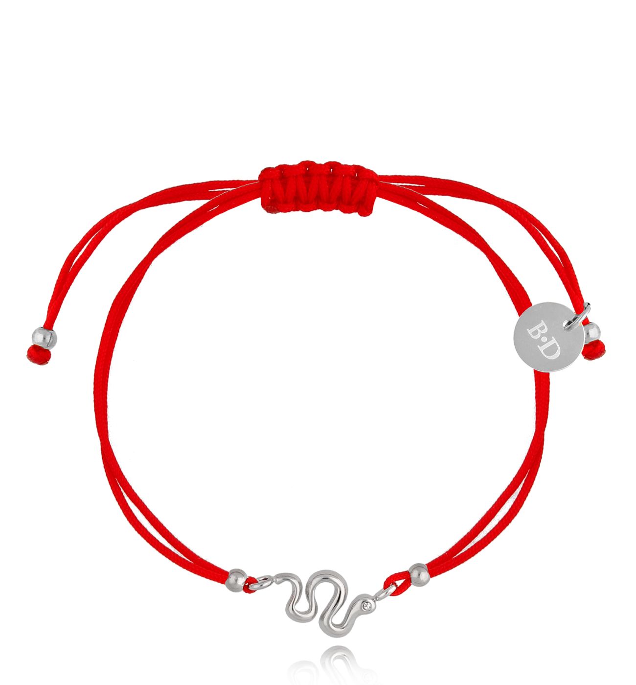 Bransoletka srebrna z czerwonym sznurkiem i wężem Nyx BGL0708 - By Dziubeka