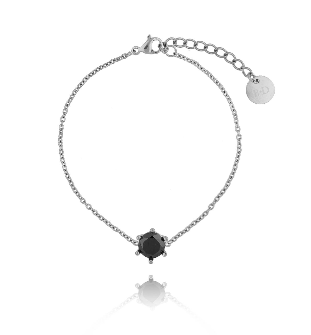 Bransoletka srebrna z kryształkiem ze stali szlachetnej - By Dziubeka