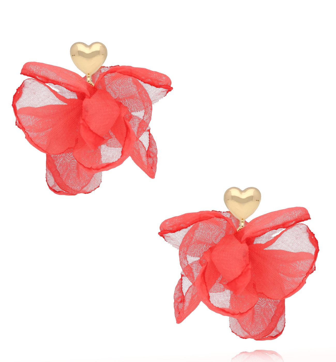 Kolczyki kwiatowe koralowe z sercem KBL1978