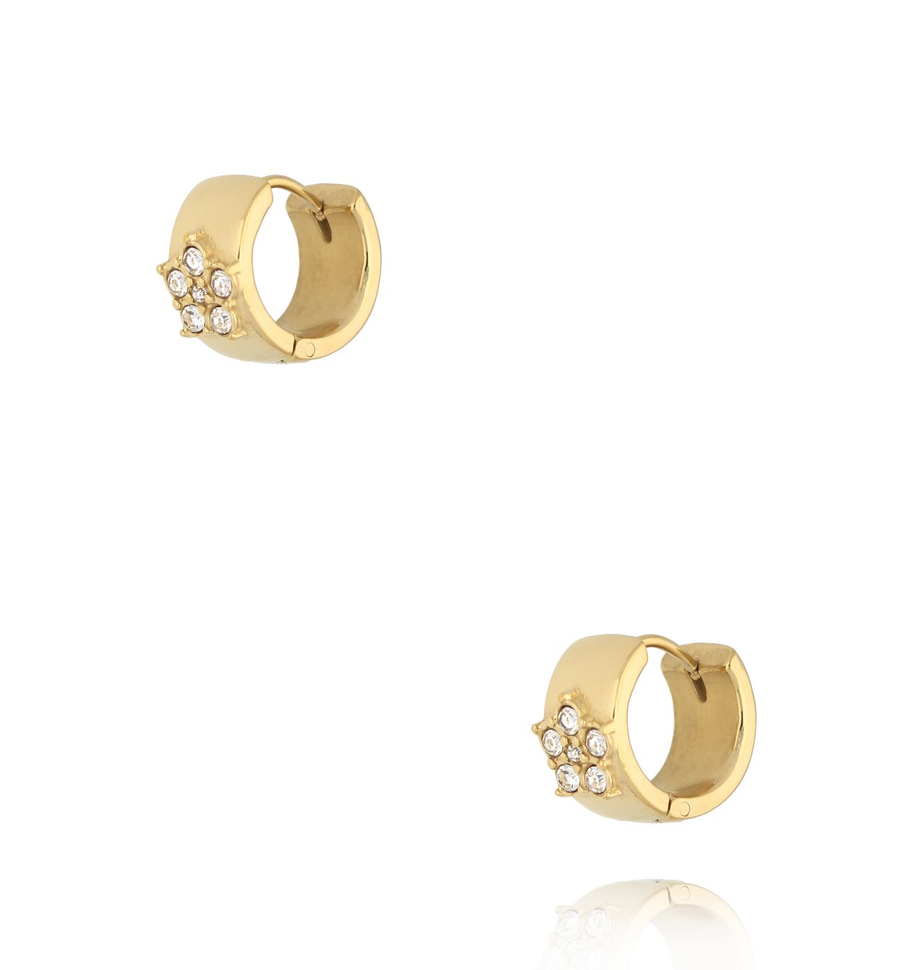 Kolczyki z kwiatkami kółka złote - By Dziubeka