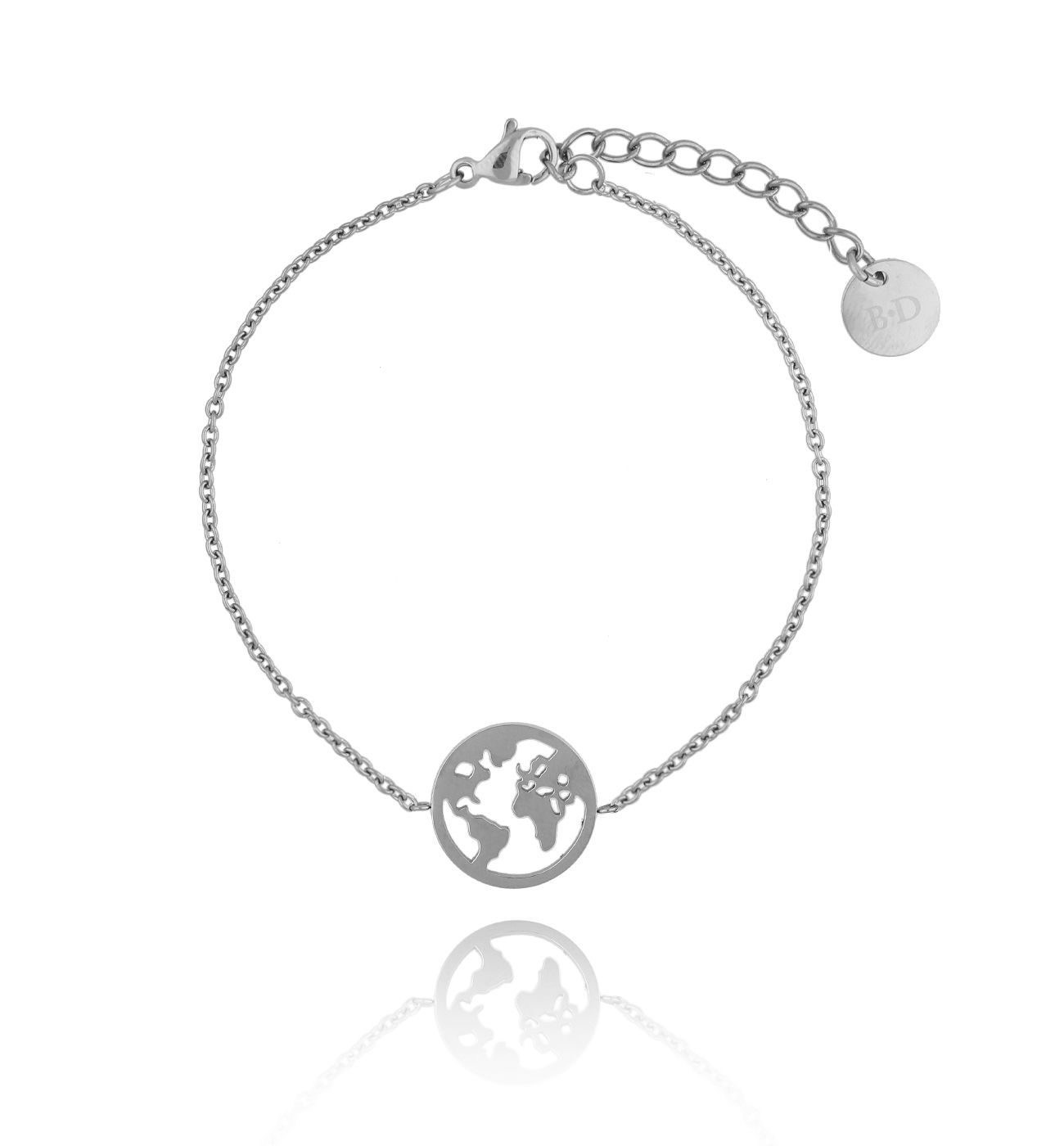 Bransoletka srebrna z Ziemią ze stali szlachetnej - By Dziubeka
