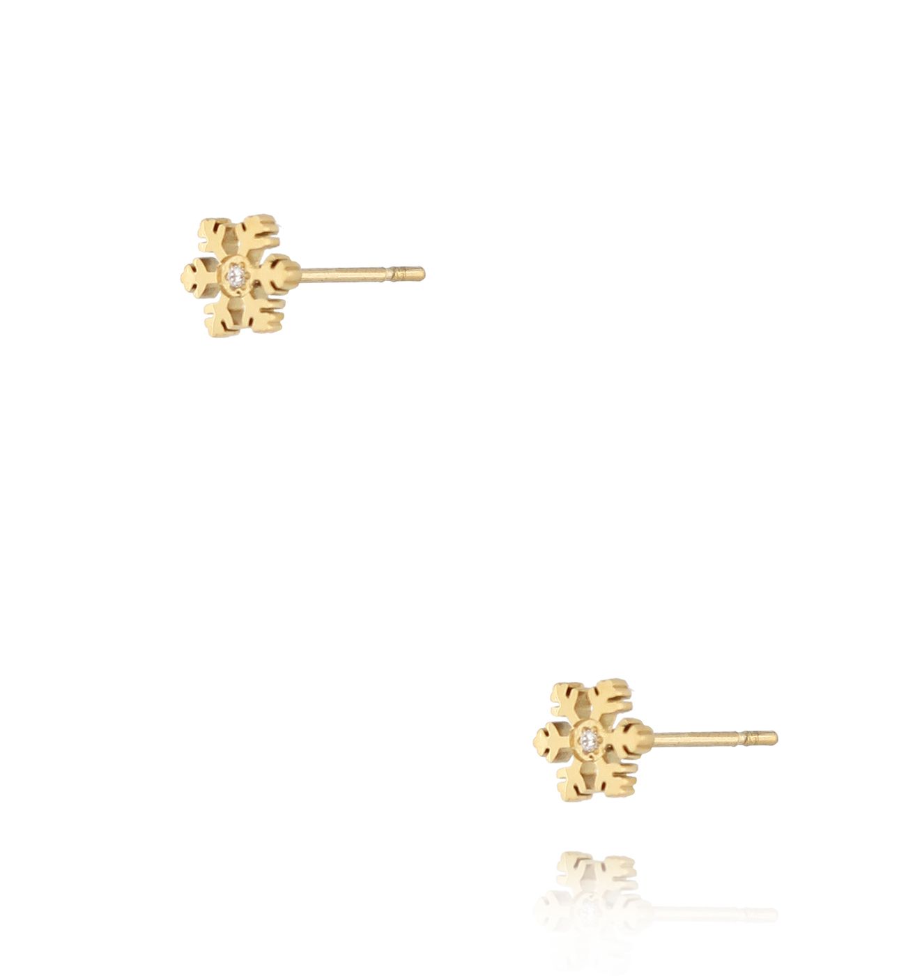 Kolczyki złote śnieżynki White Winter - By Dziubeka