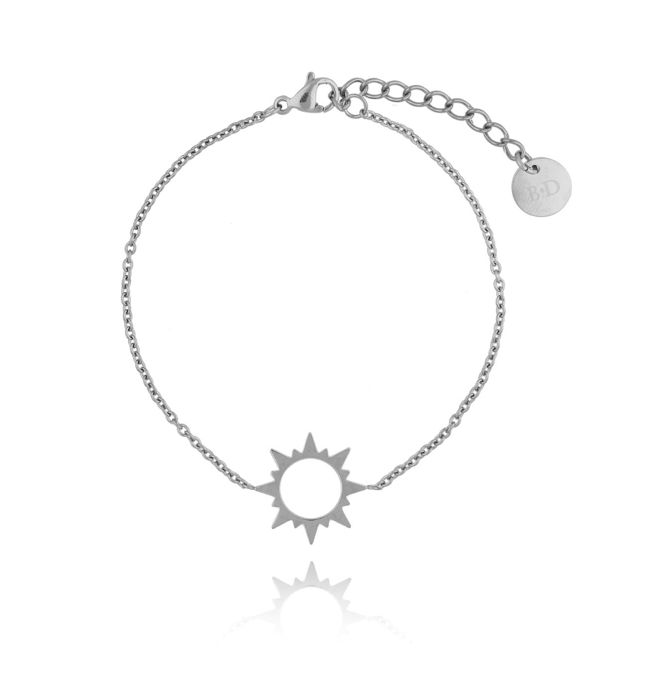 Bransoletka srebrna ze słońcem ze stali szlachetnej - By Dziubeka