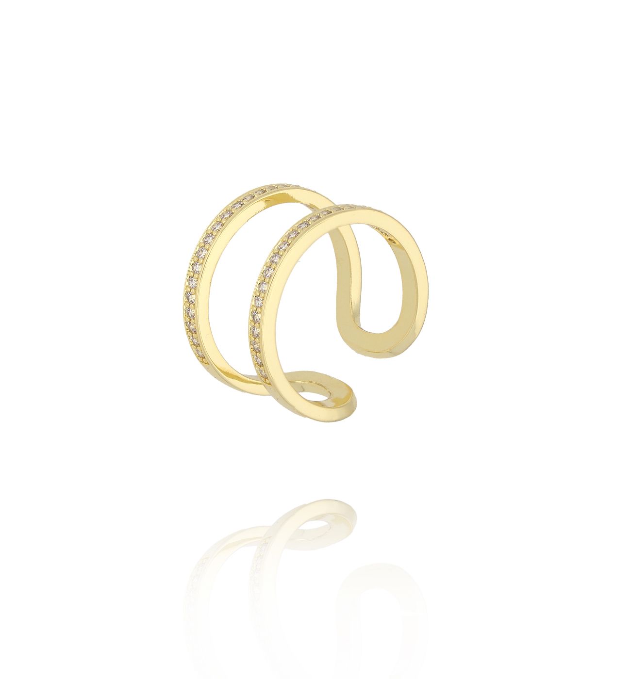 Pierścionek podwójny z cyrkoniami złoty PSS0201 - By Dziubeka