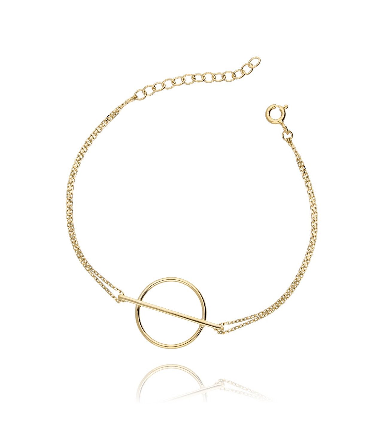 Bransoletka srebrna pozłacana z kołem - By Dziubeka