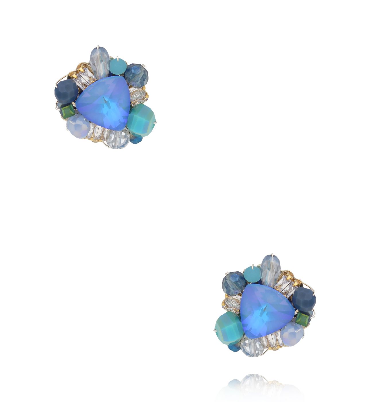 Kolczyki w odcieniach niebieskiego z kryształami KLU0156 - By Dziubeka