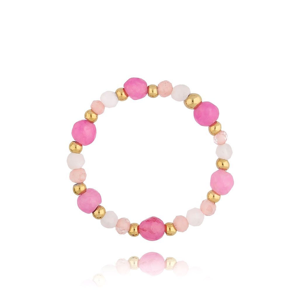 Pierścionek elastyczny z kamieniami naturalnymi Sea Foam PSC0475 - By Dziubeka