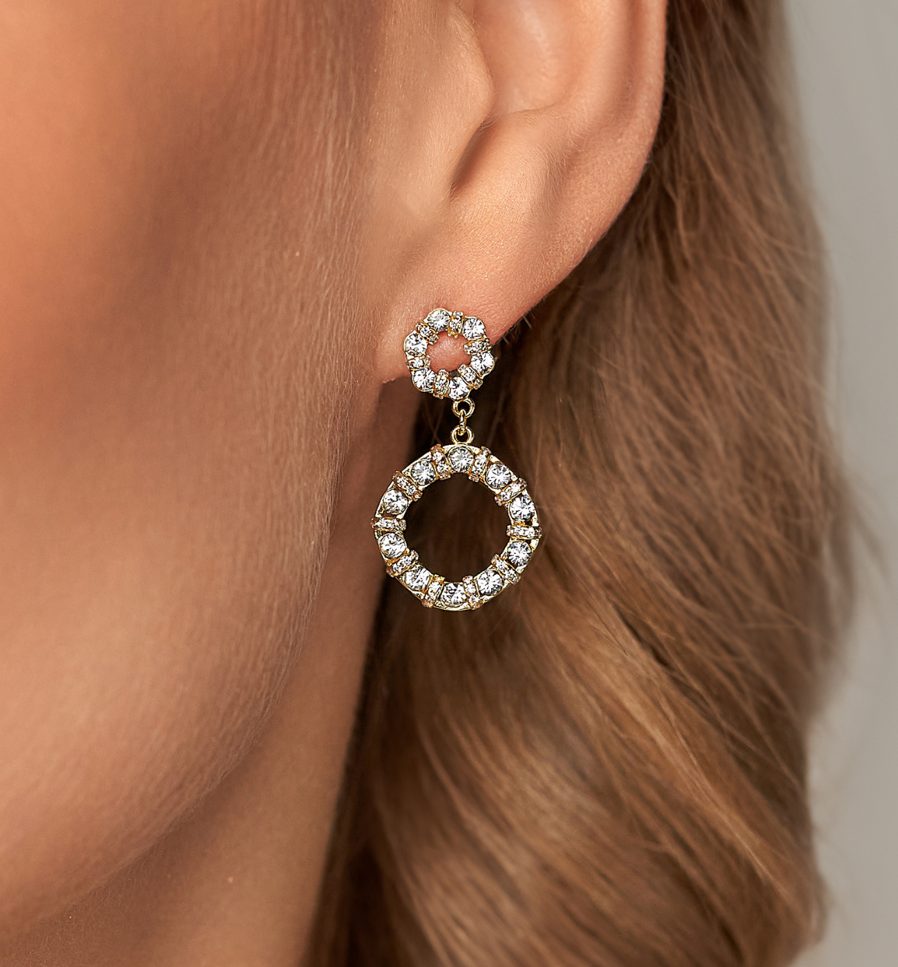 Kolczyki złote z kryształkami Spectacle - By Dziubeka