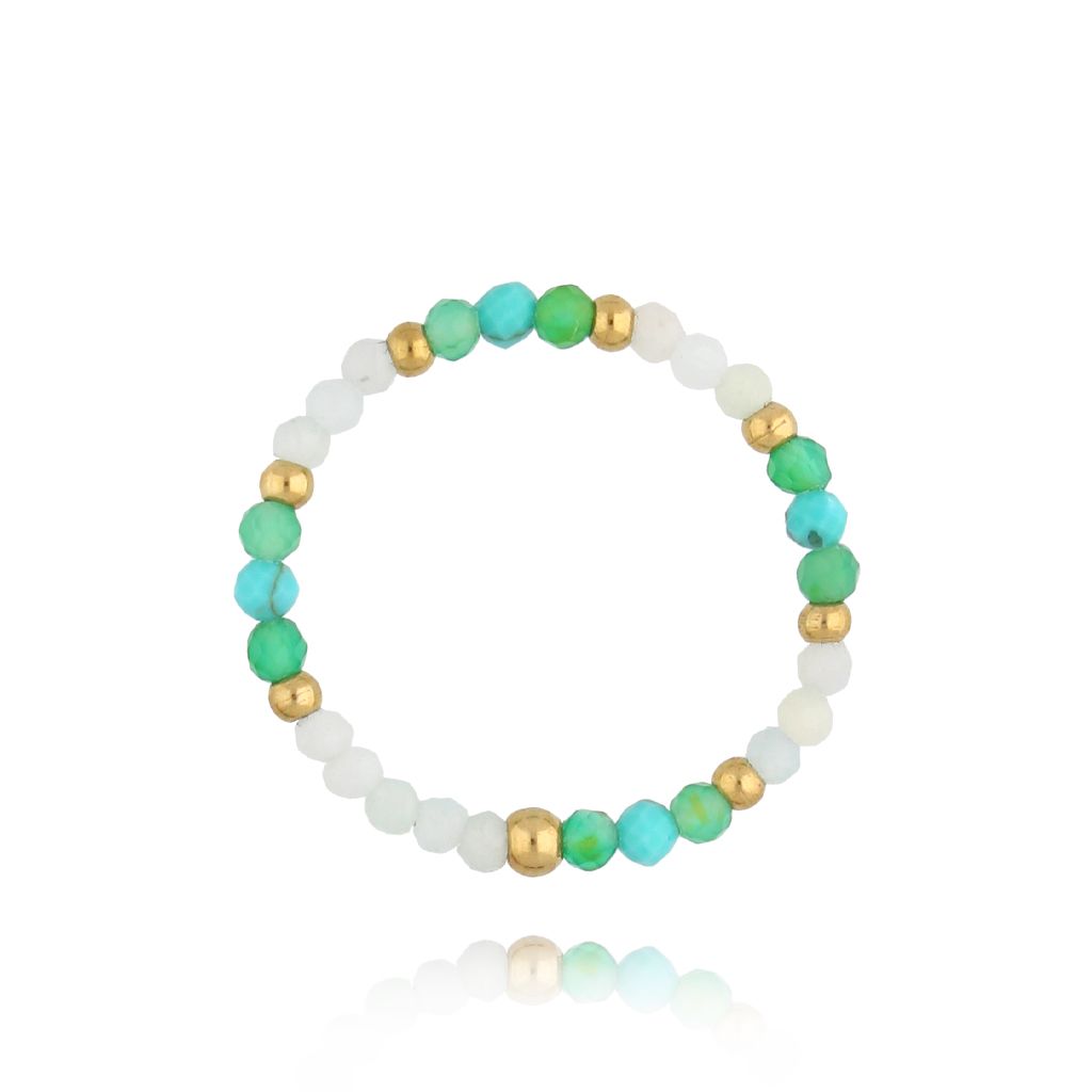 Pierścionek turkusowy z kamieniami naturalnymi Nada PSC0490 - By Dziubeka