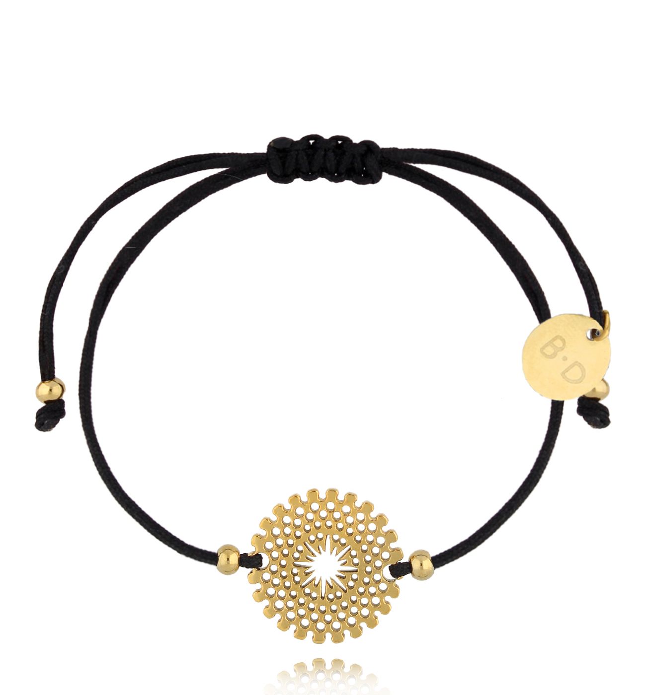 Bransoletka czarna ze złotą rozetką Lindi BGL0974 - By Dziubeka