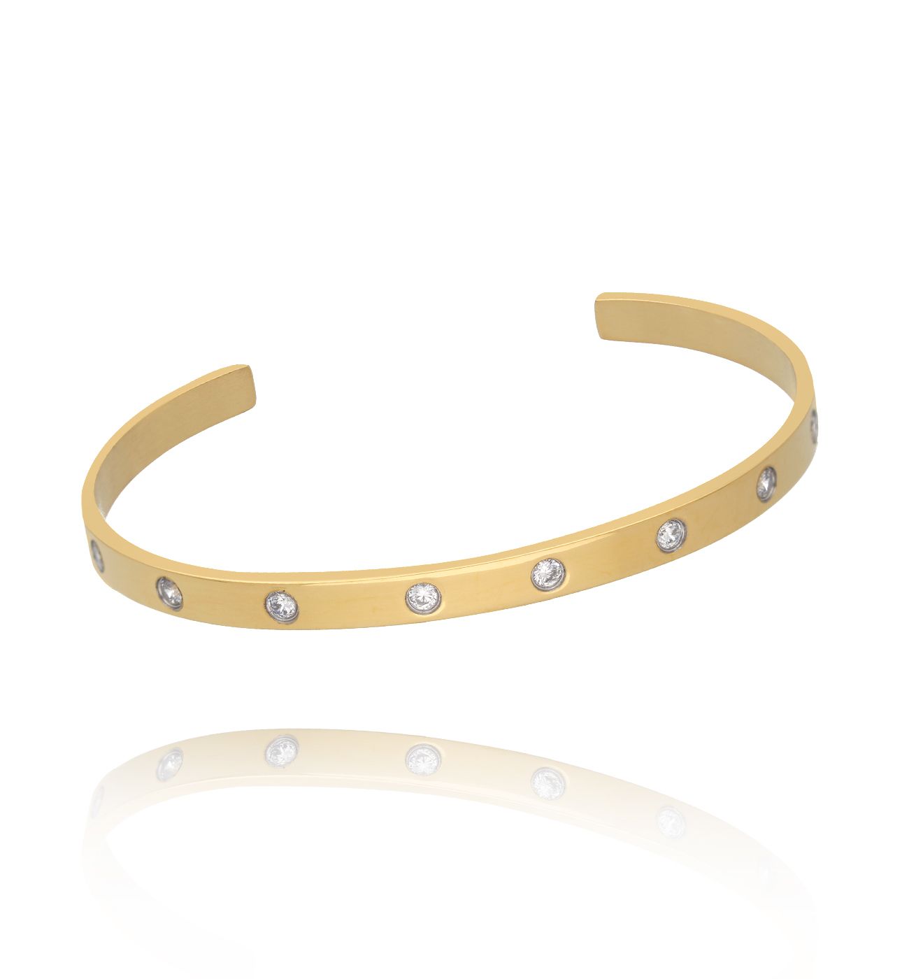 Bransoletka obręcz złota z cyrkoniami Super Cute - By Dziubeka