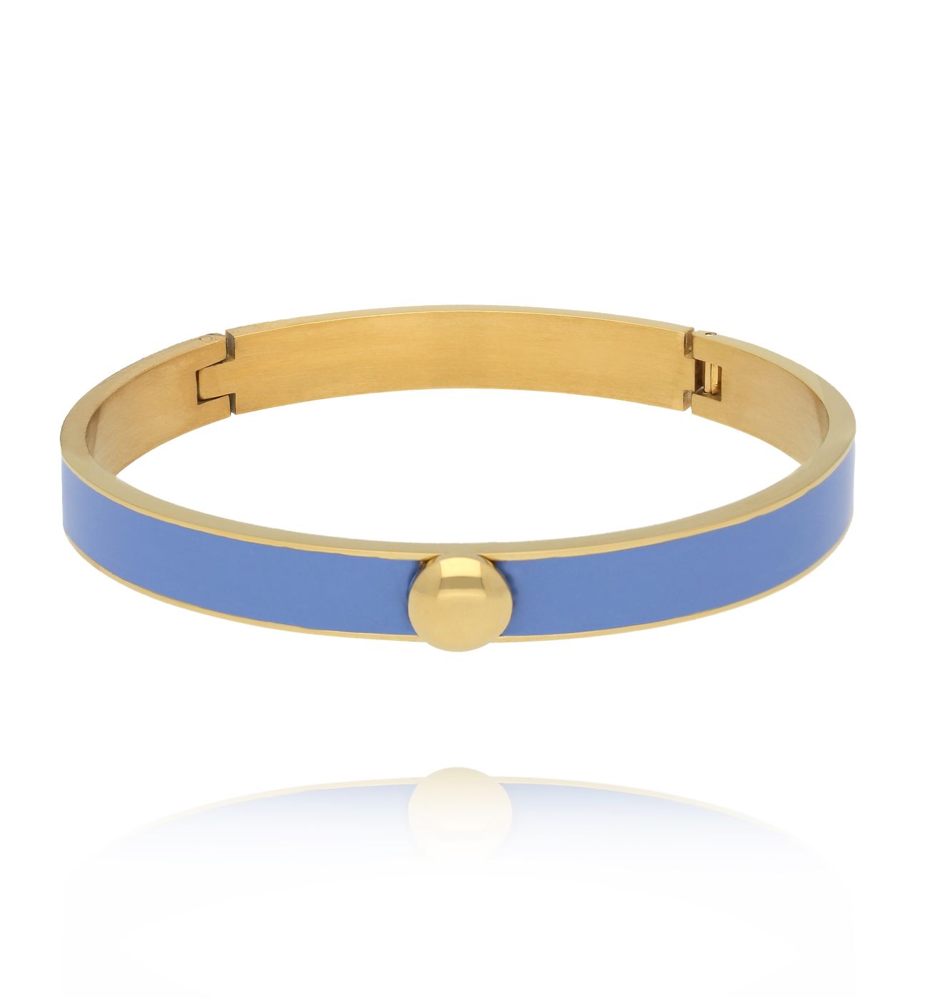 Bransoletka obręcz z niebieską emalią - By Dziubeka