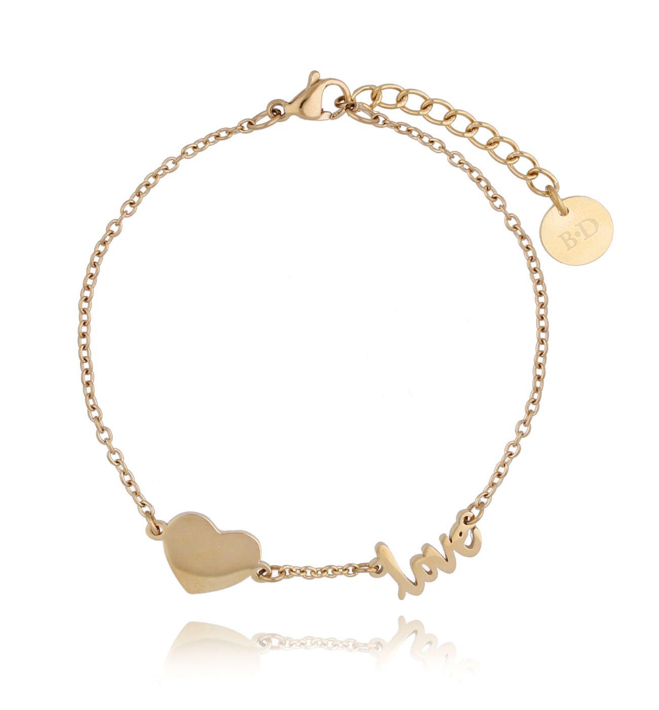 Bransoletka pozłacana ze stali szlachetnej z sercem - By Dziubeka