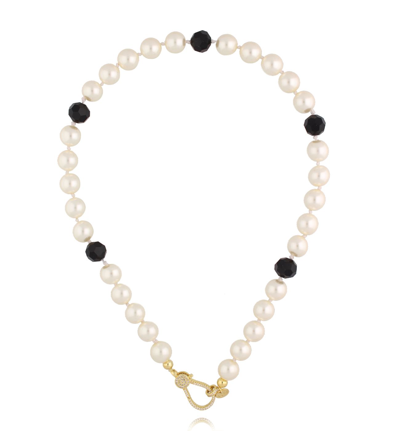 Naszyjnik z pereł i czarnych kryształów - By Dziubeka