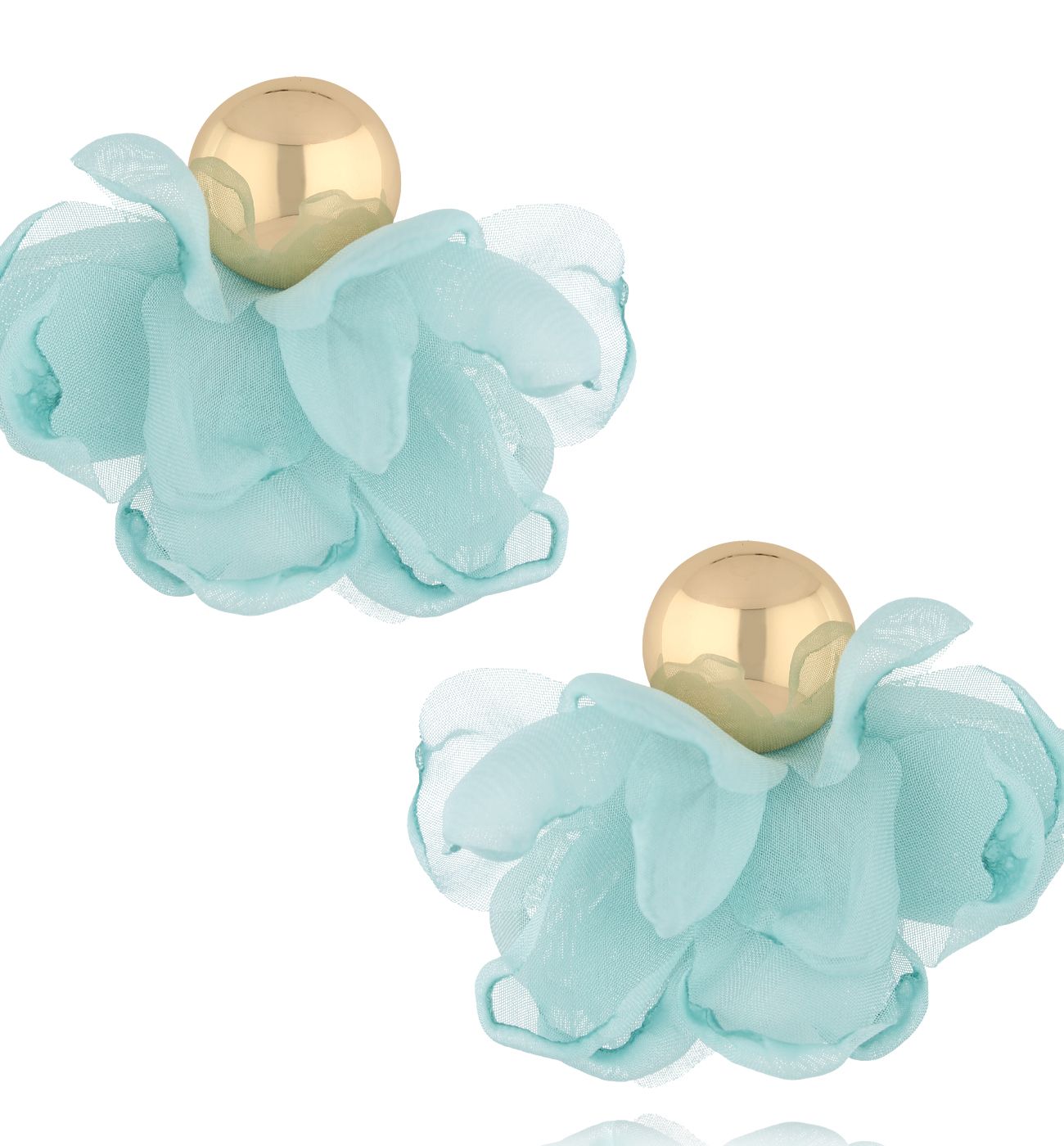 Kolczyki błękitną z tkaniną - By Dziubeka