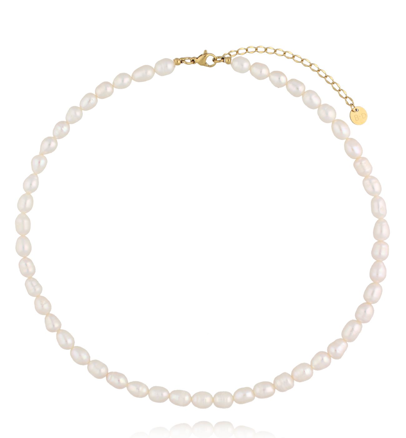 Naszyjnik z pereł w klasycznym białym odcieniu – średniej wielkości - By Dziubeka