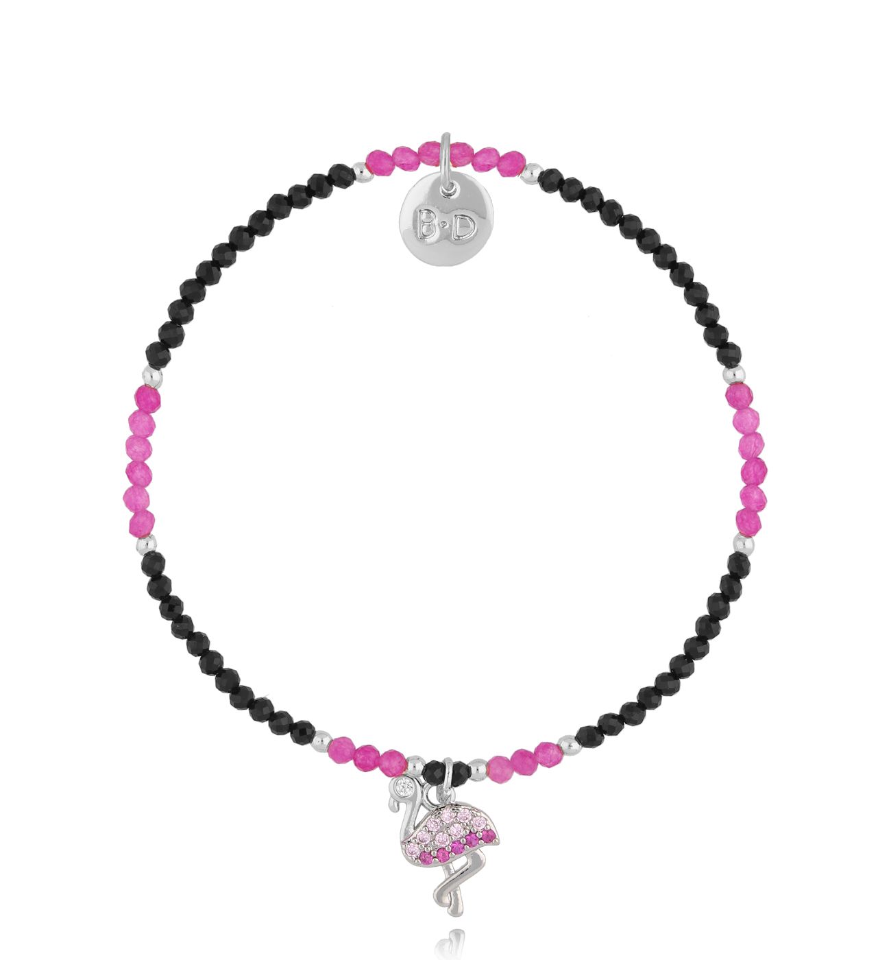 Bransoletka srebrna z turmalinami i flamingiem Cimarron - By Dziubeka