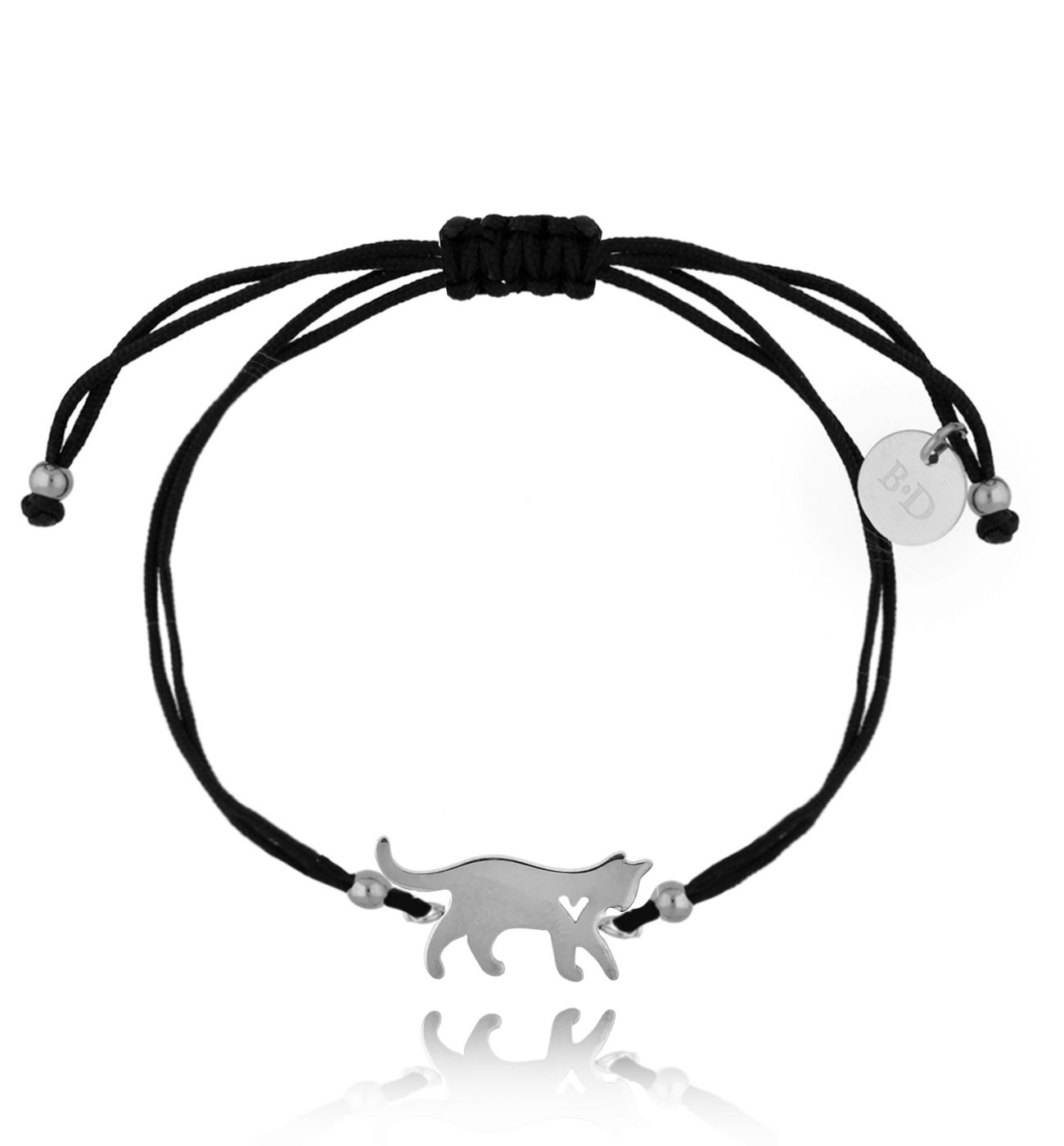 Bransoletka czarno-srebrna z kotkiem Sweet Kitty BGL0579 - By Dziubeka