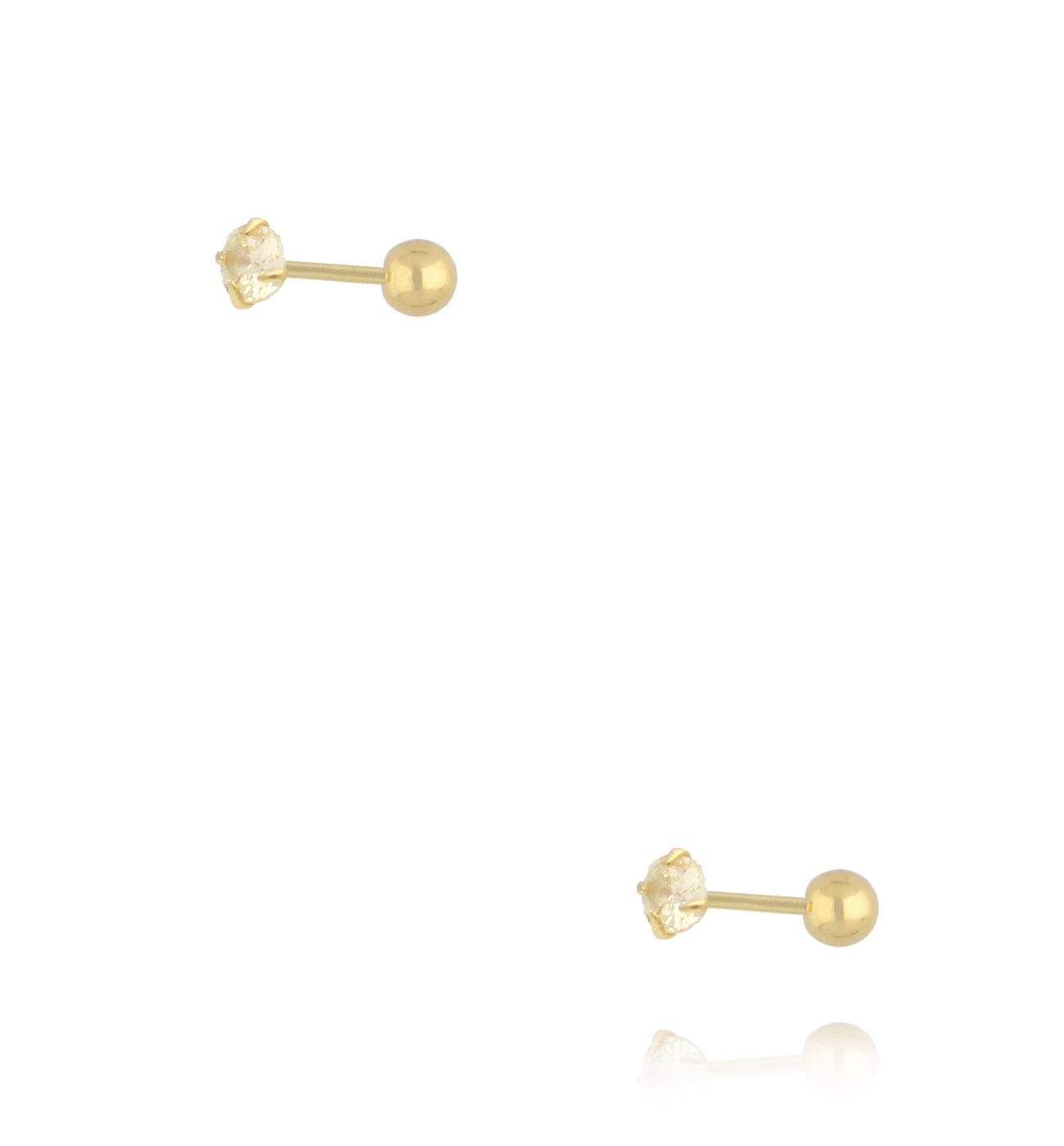 Kolczyki – sztyfty złocone z białą cyrkonią KCA0122 - By Dziubeka