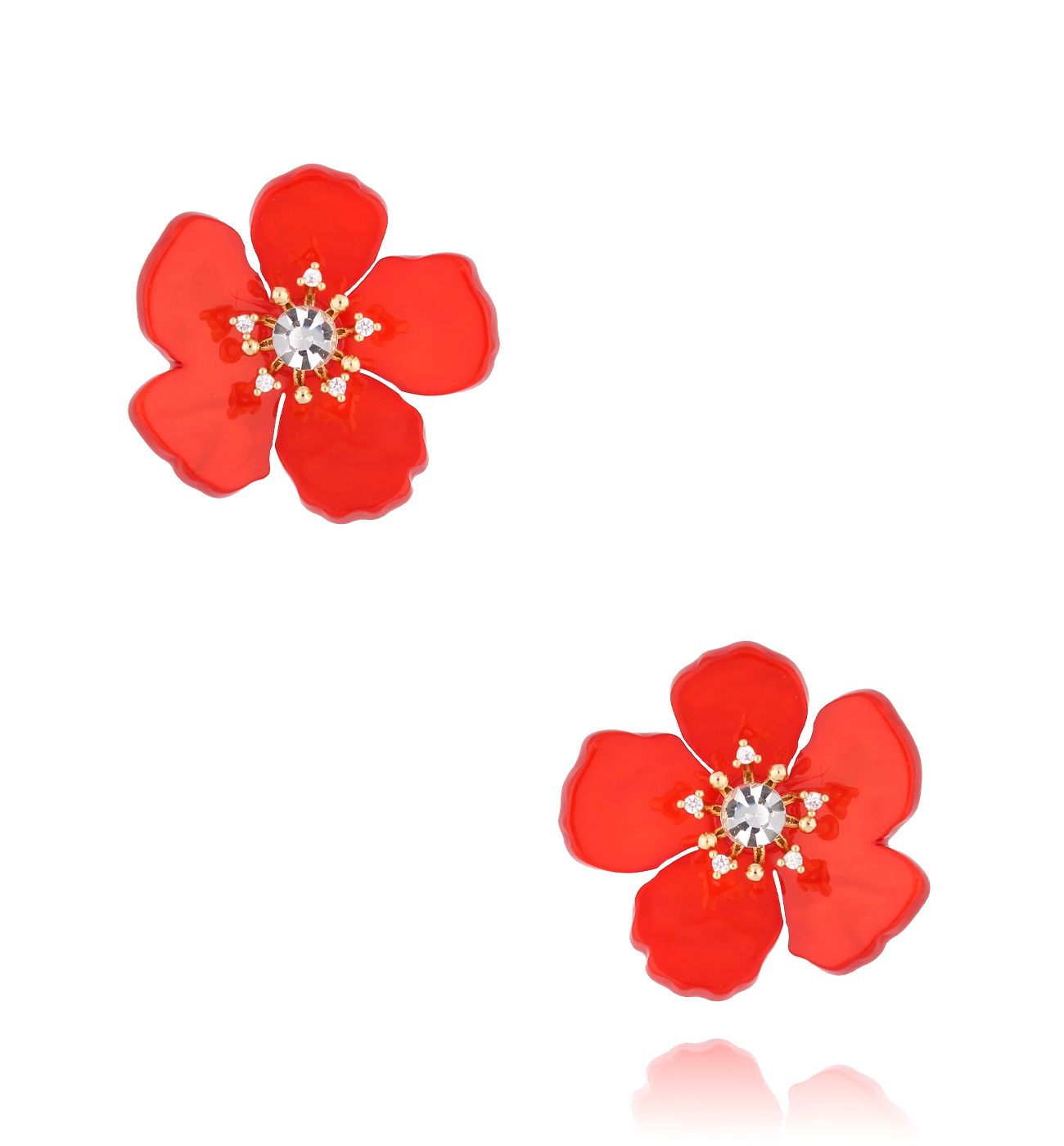 Kolczyki czerwone kwiatki Seneghe KZA0306