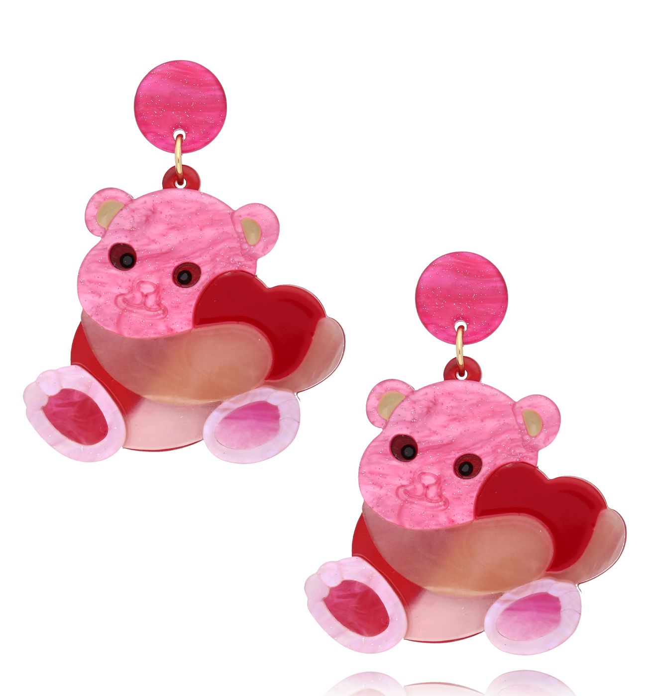 Kolczyki z fuksjowymi misiami Teddy Bear Lover KZA0261