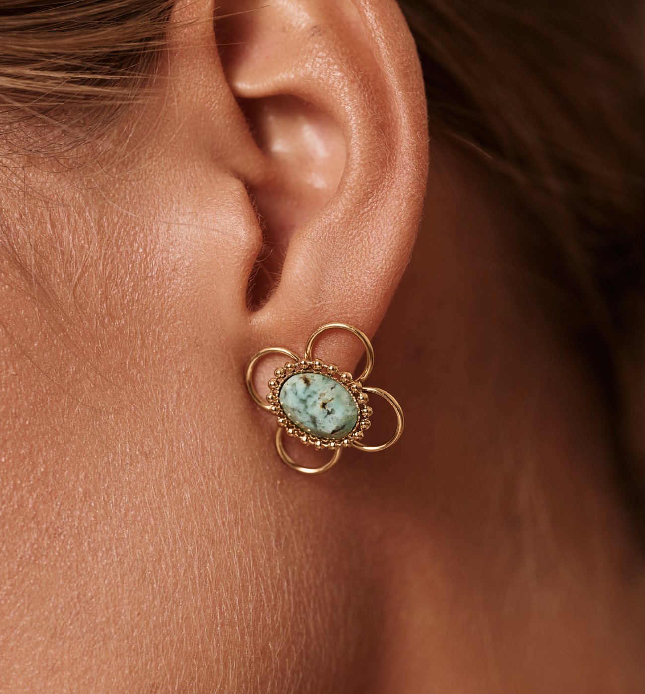 Kolczyki złocone z turkusem afrykańskim KEA0002