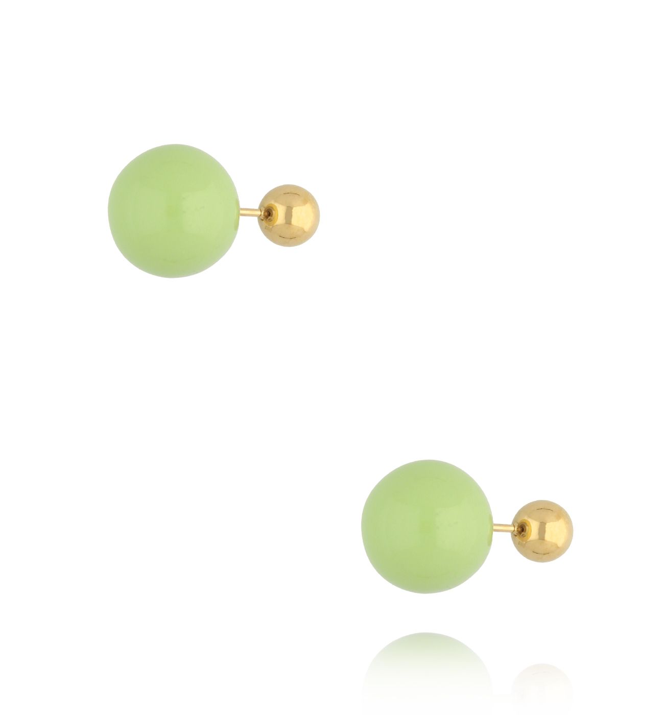 Kolczyki złote kulki z zieloną emalią Balls - By Dziubeka