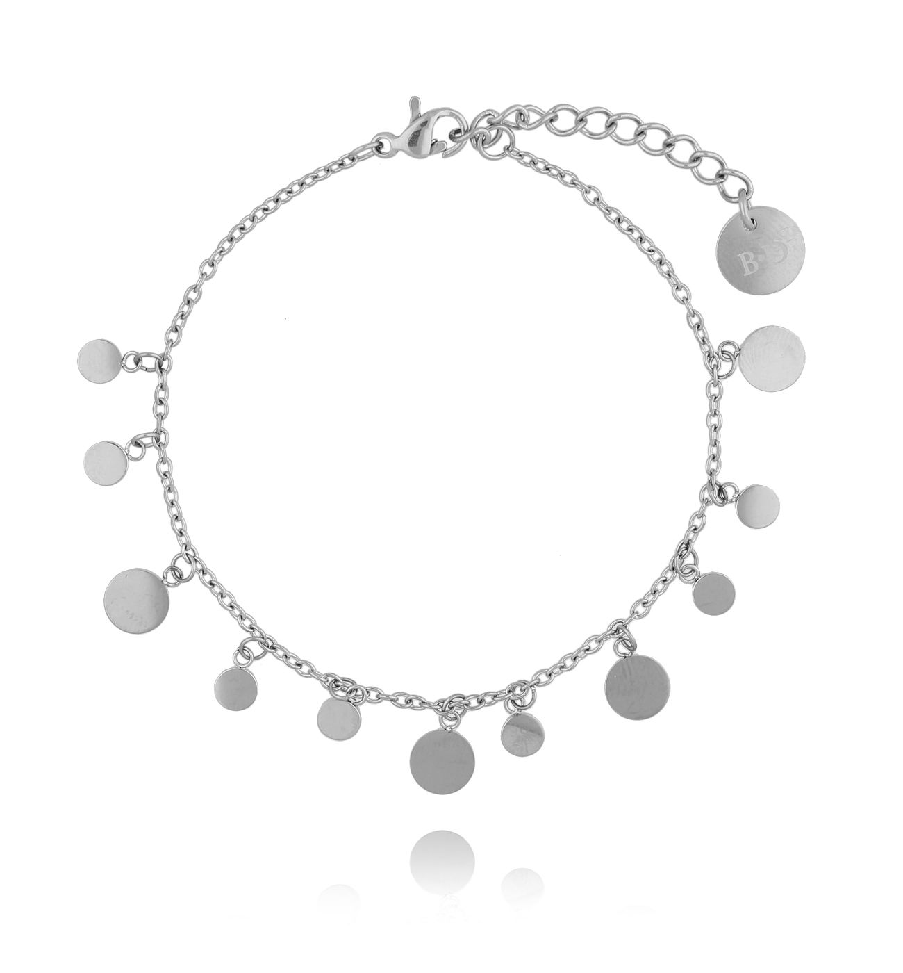 Bransoletka srebrna z dyskami ze stali szlachetnej - By Dziubeka