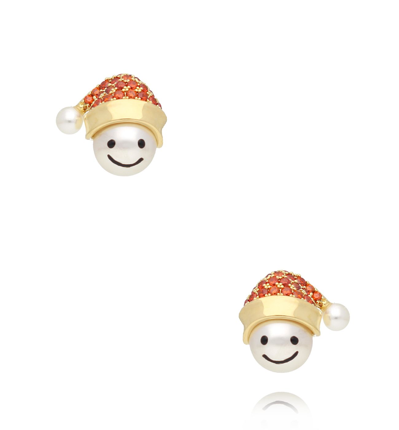 Kolczyki świąteczne z perełkami z czapką KSY0303