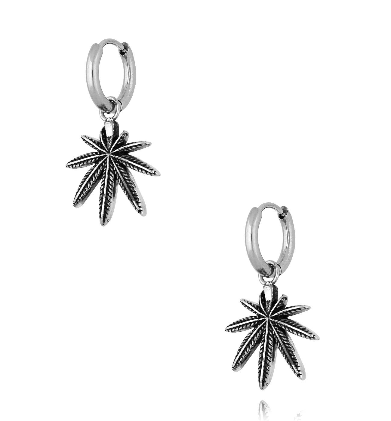 Kolczyki męskie z liściami KMITC0131