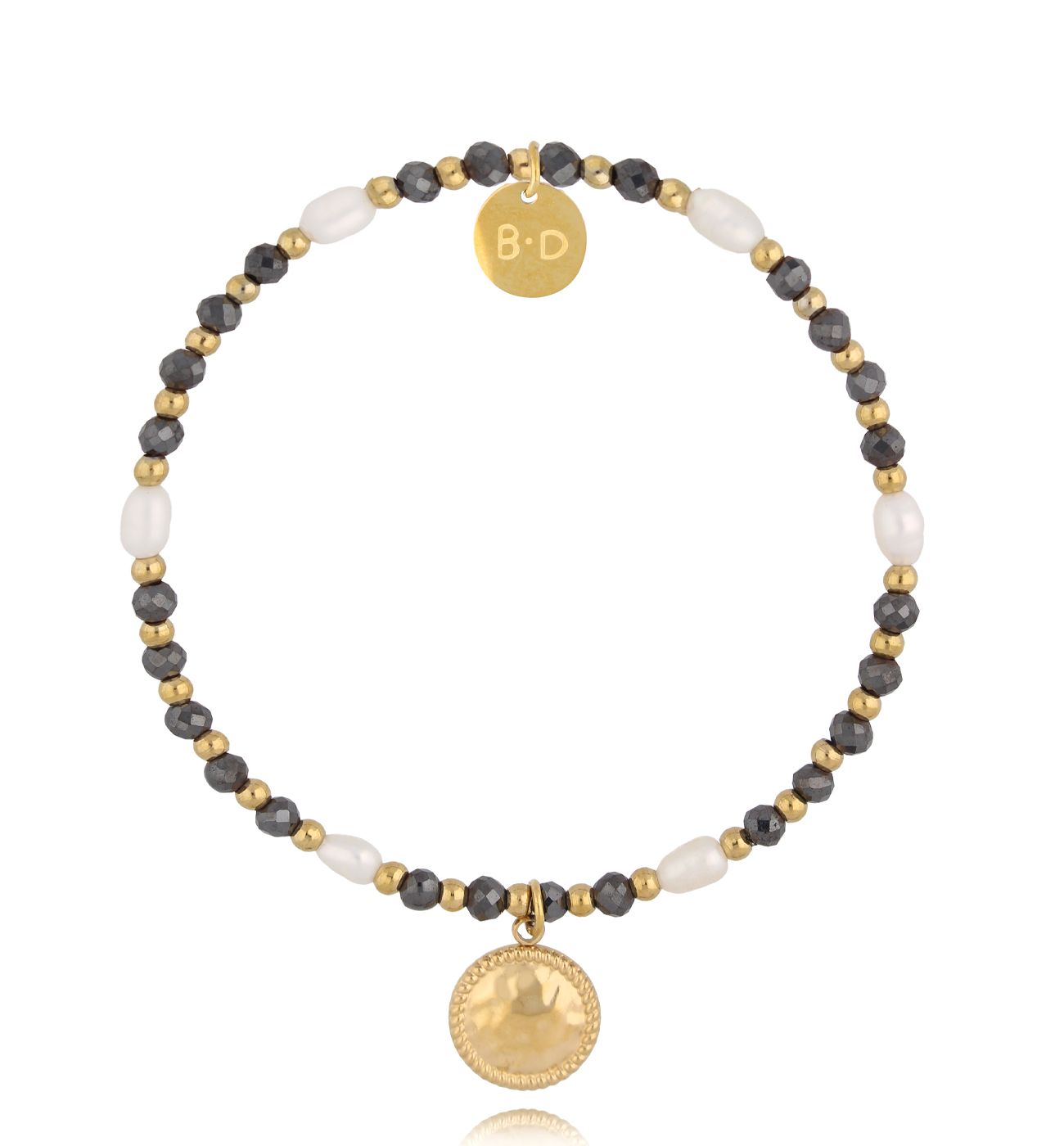 Bransoletka z hematytami i perłami - By Dziubeka