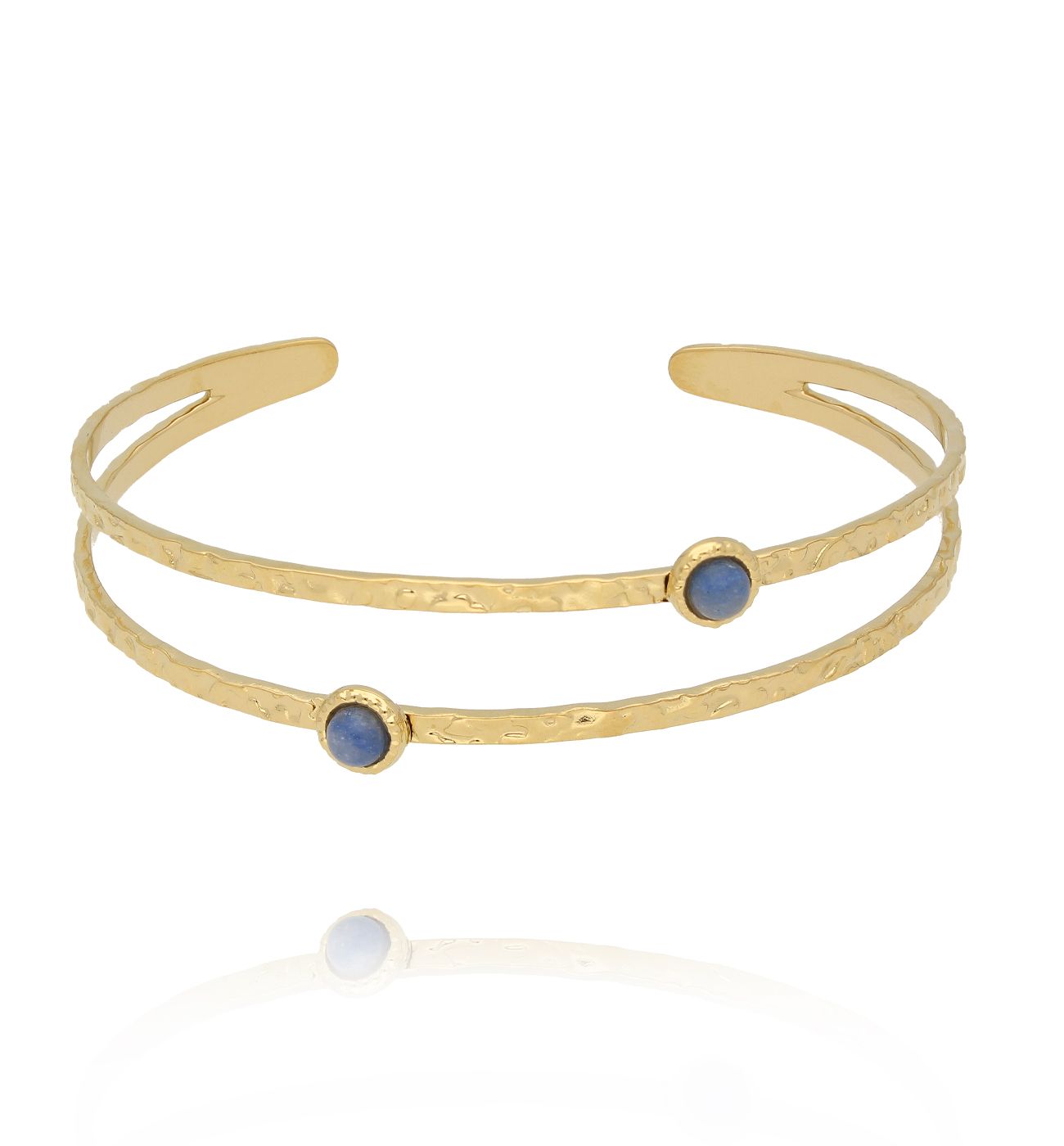 Bransoletka podwójna złocona z sodalitem BEA0029 - By Dziubeka