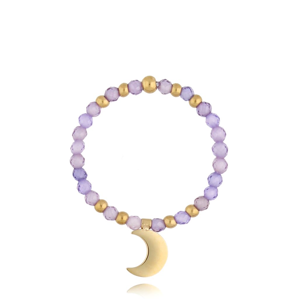 Pierścionek fioletowy z księżycem Tsuki PSC0412 - By Dziubeka