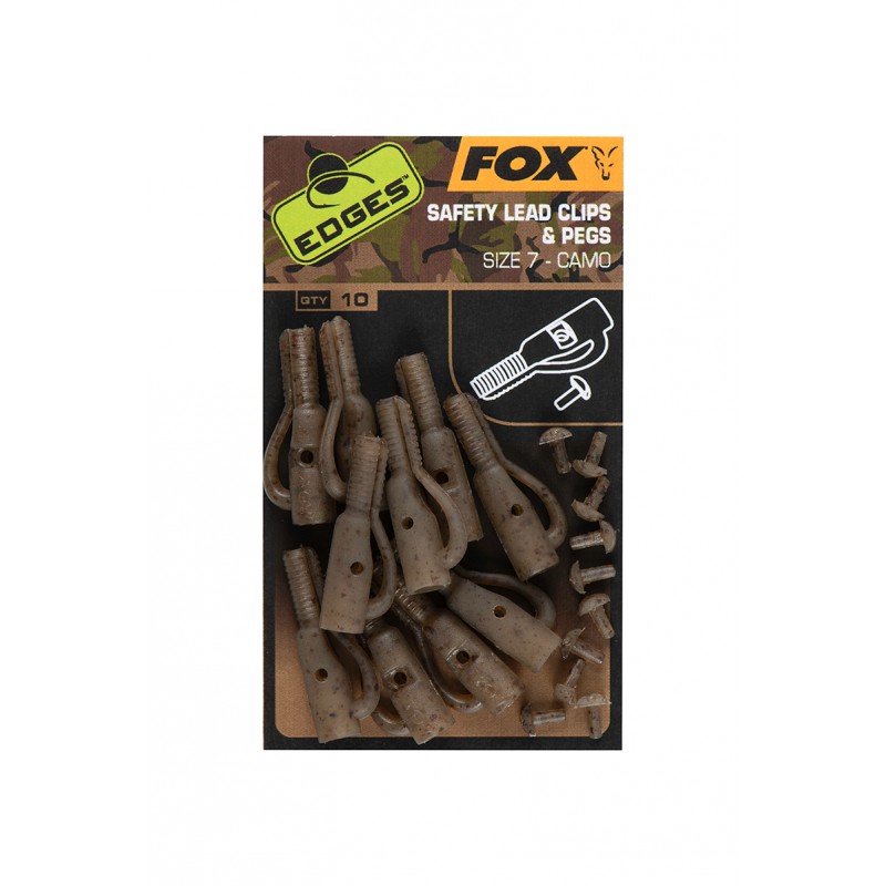 Fox Edges Bezpieczny klips CAMO Safetly Lead Clip & Pegs Rozm.7
