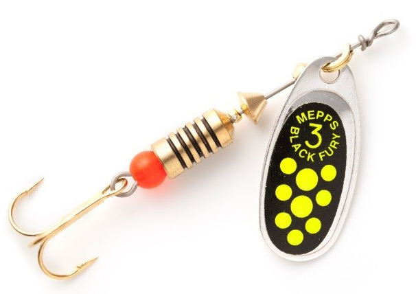 Mepps błystka BLACK FURY SREBRNA SELEDYNOWE KROPKI #1