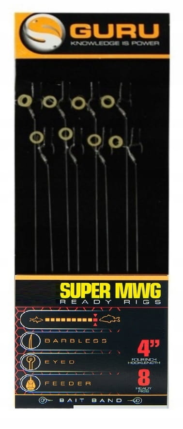 Guru Haczyki Z Przyponem Super MWG Rigs z gumką 10cm Nr 10