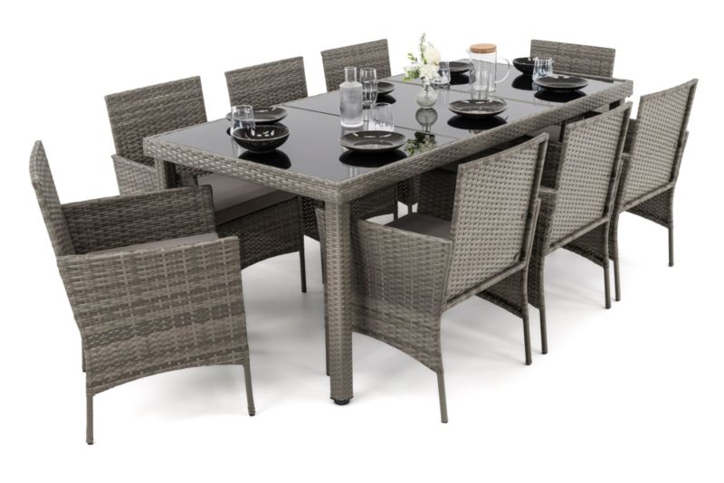 Zestaw mebli ogrodowych MebleMWM Milot technorattan szary poduszki szare-01 1 kpl.