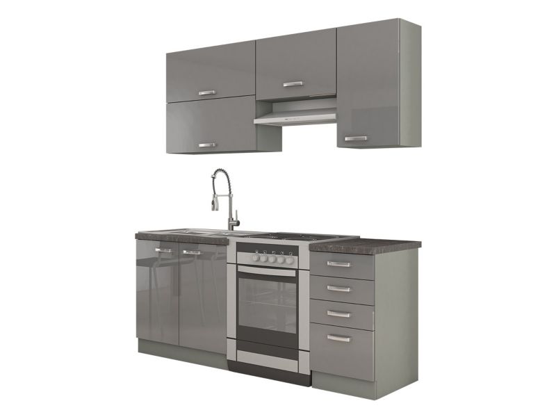 Meble kuchenne MIRJAN 24 Multiline II szary / szary połysk 1 kpl.