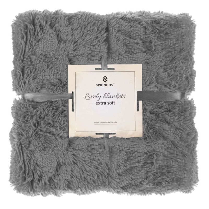 Narzuta na łóżko, koc Springos 220x240 cm dwustronny szary 1 szt.