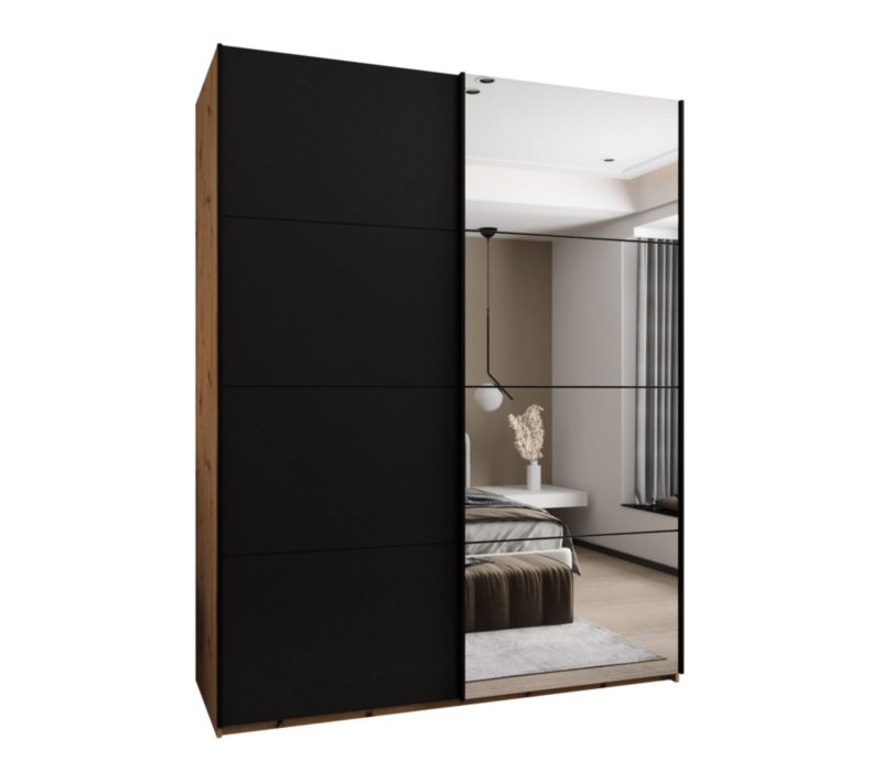 Szafa przesuwna Abiks LUX 3 wysoka szer.200cm artisan/czarny/czarny 1szt.