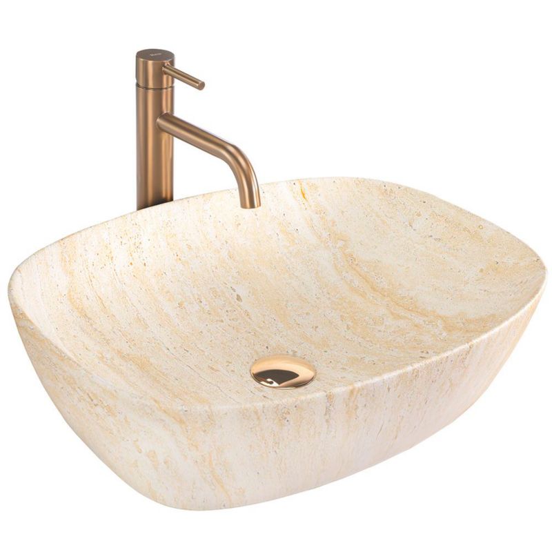 Umywalka Nablatowa Rea Freja Travertine Matt 51X39,5X14Cm 1 Szt