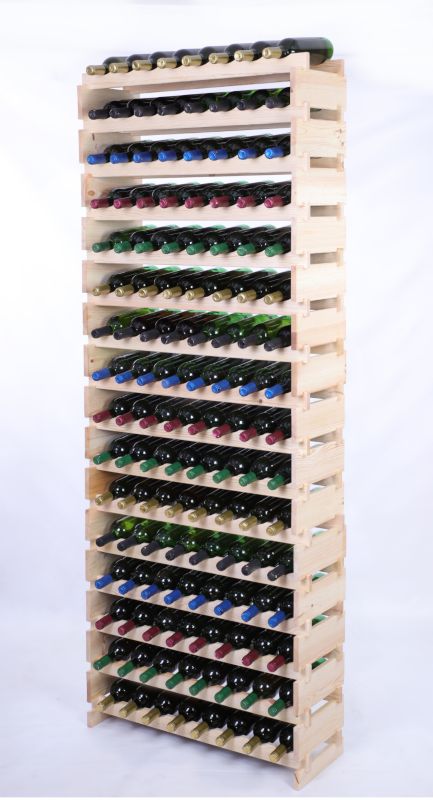 Stojak na wino MODO24 regał modułowy na butelki 16 leżni x 8 butelek montaż bez narzędzi naturalne drewno 1 szt.