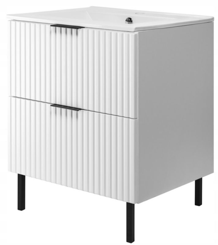 Szafka łazienkowa Furnidea 60 cm biała ryflowana z umywalką FLOW 1 szt.