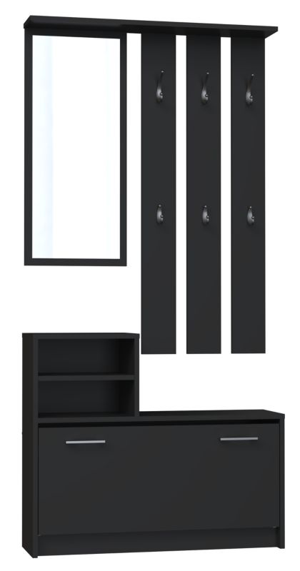 Garderoba Topeshop Vera Wieszak Lustro Szafka na Buty - Czarny 24x85x180 cm 1 szt.