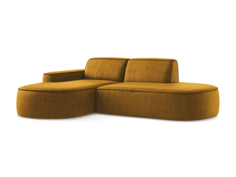 Narożnik lewostronny LaMiaSofa MELISSA z tkaniny strukturalnej 284x166 cm musztardowy 1 szt.