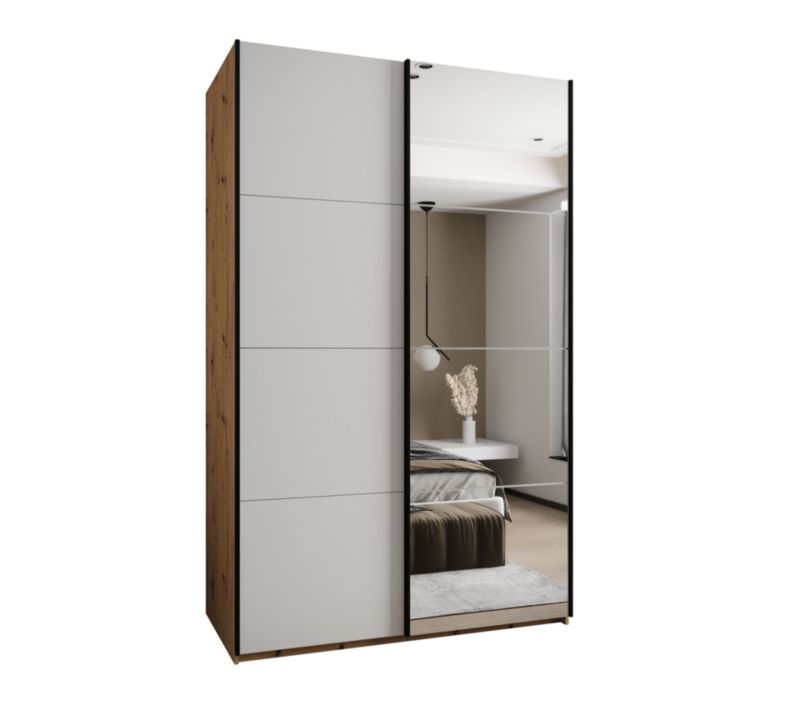 Szafa przesuwna Abiks LUX 3 wysoka szer.160cm artisan/biały/czarny 1szt.